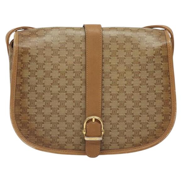 CELINE Macadam Canvas Shoulder Bag Pvc Beige Gold - Picture 2 of 13